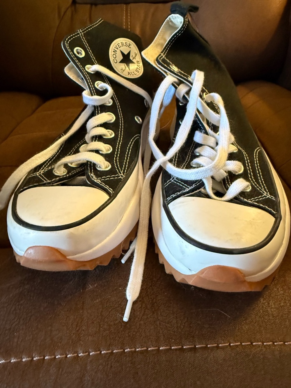 Converse Women’s Black and White High-Top Platform Sneakers